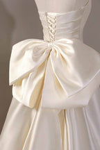 Elegant A Line Sweep Brush Train Mikado Wedding Dress 814546469493 Wedding Dress