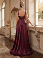 Calliope Dawn Burgundy back view prom dress