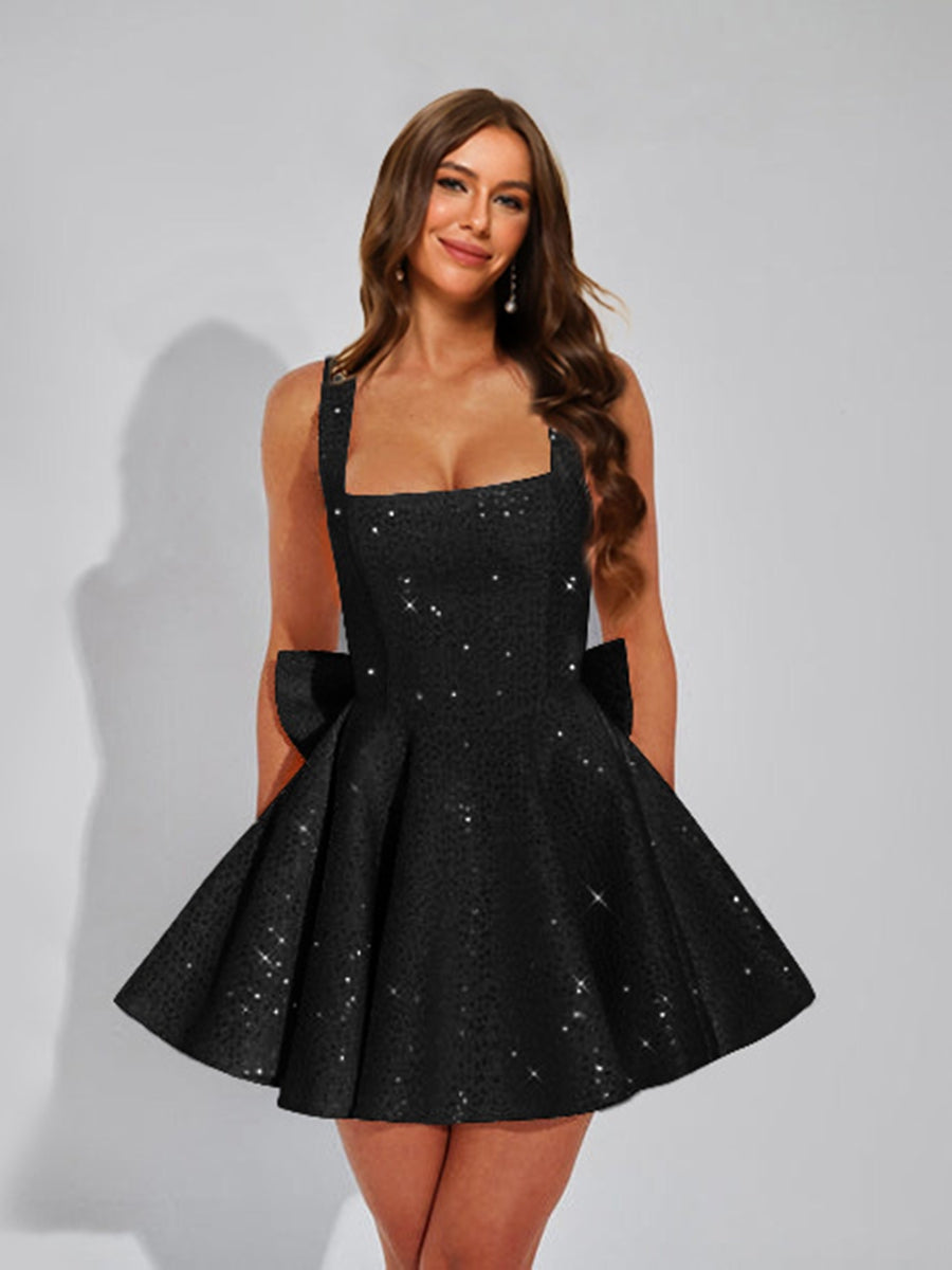 Cassiane black front view homecoming dress