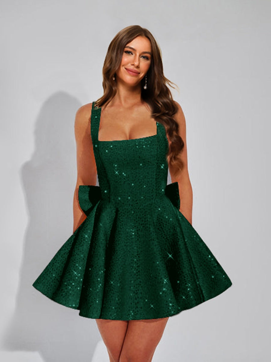 Cassiane hunter green front view homecoming dress