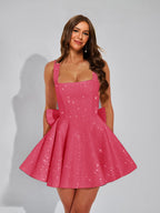 Cassiane hot pink front view homecoming dress