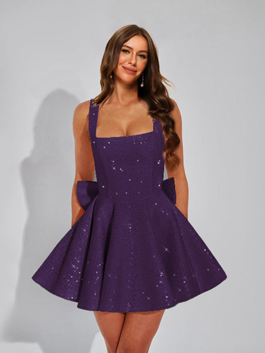 Cassiane grape front view homecoming dress