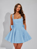 Cassiane sky blue front view homecoming dress