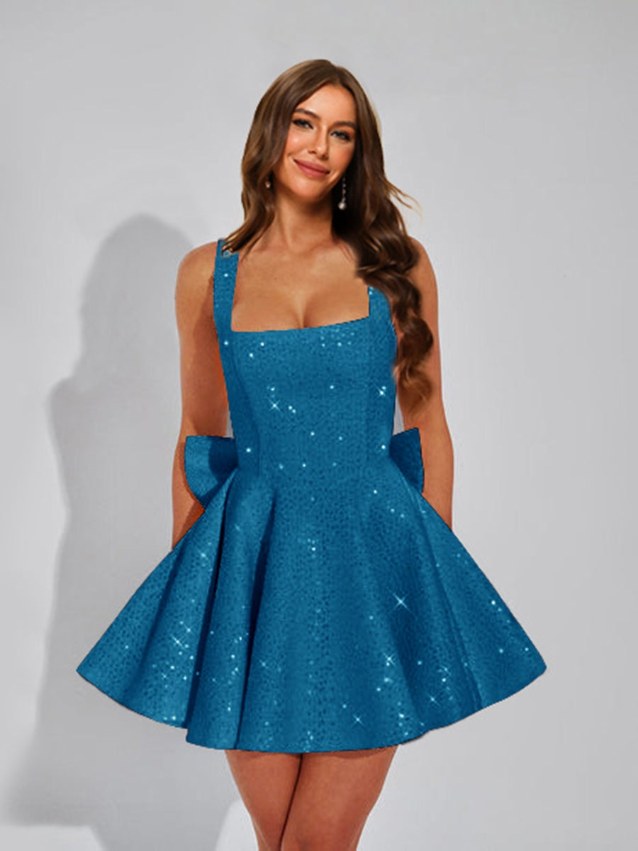 Cassiane ocean blue front view homecoming dress