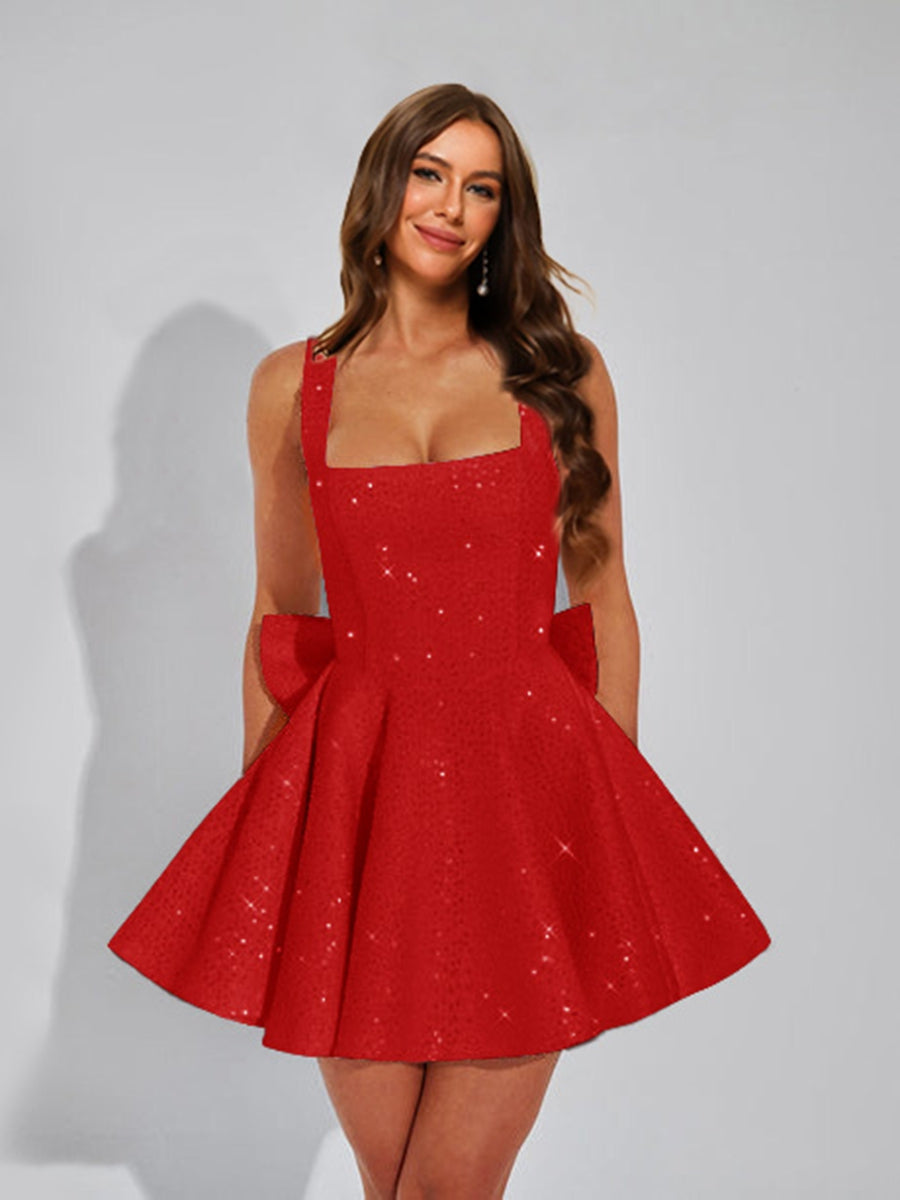 Cassiane red front view homecoming dress