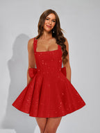 Cassiane red front view homecoming dress