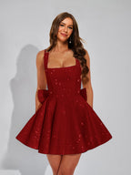 Cassiane burgundy front view homecoming dress