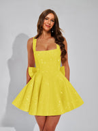 Cassiane yellow front view homecoming dress