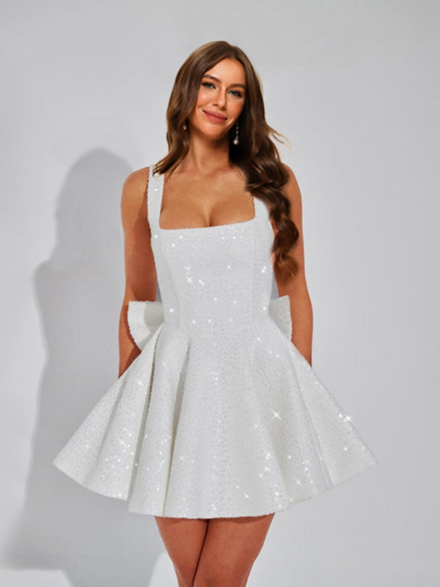 Cassiane A-Line Square Neck Short/Mini Sequin Homecoming Dress