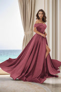 Elegant A Line Court Train Satin Prom Dress for Prom