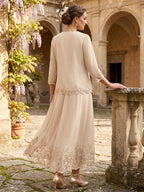 Valentina Wren Champagne back view mother of the bride dress