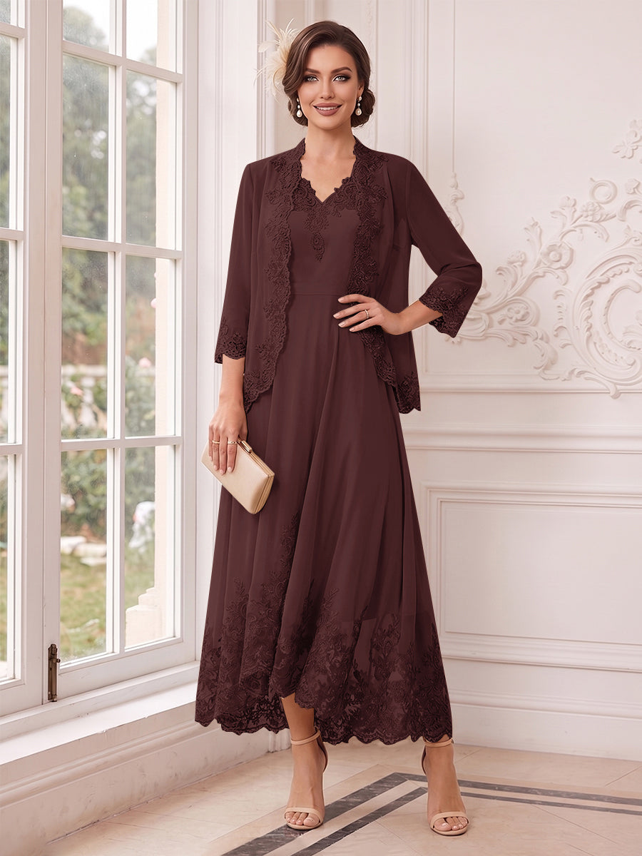 Valentina Wren Brown front view mother of the bride dress