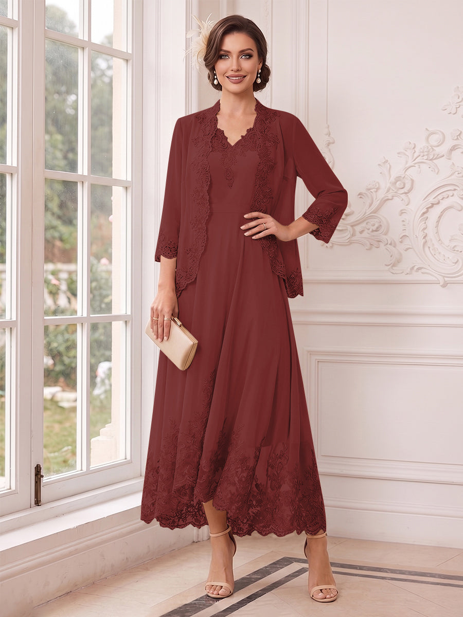Valentina Wren Burgundy side view mother of the bride dress