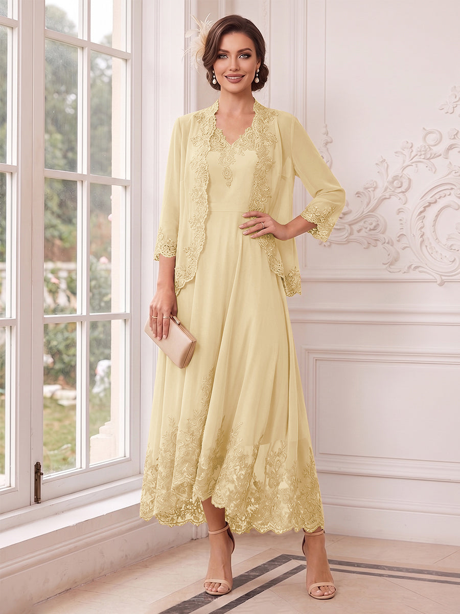 Valentina Wren Champagne side view mother of the bride dress