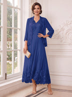 Valentina Wren Royal Blue front view mother of the bride dress