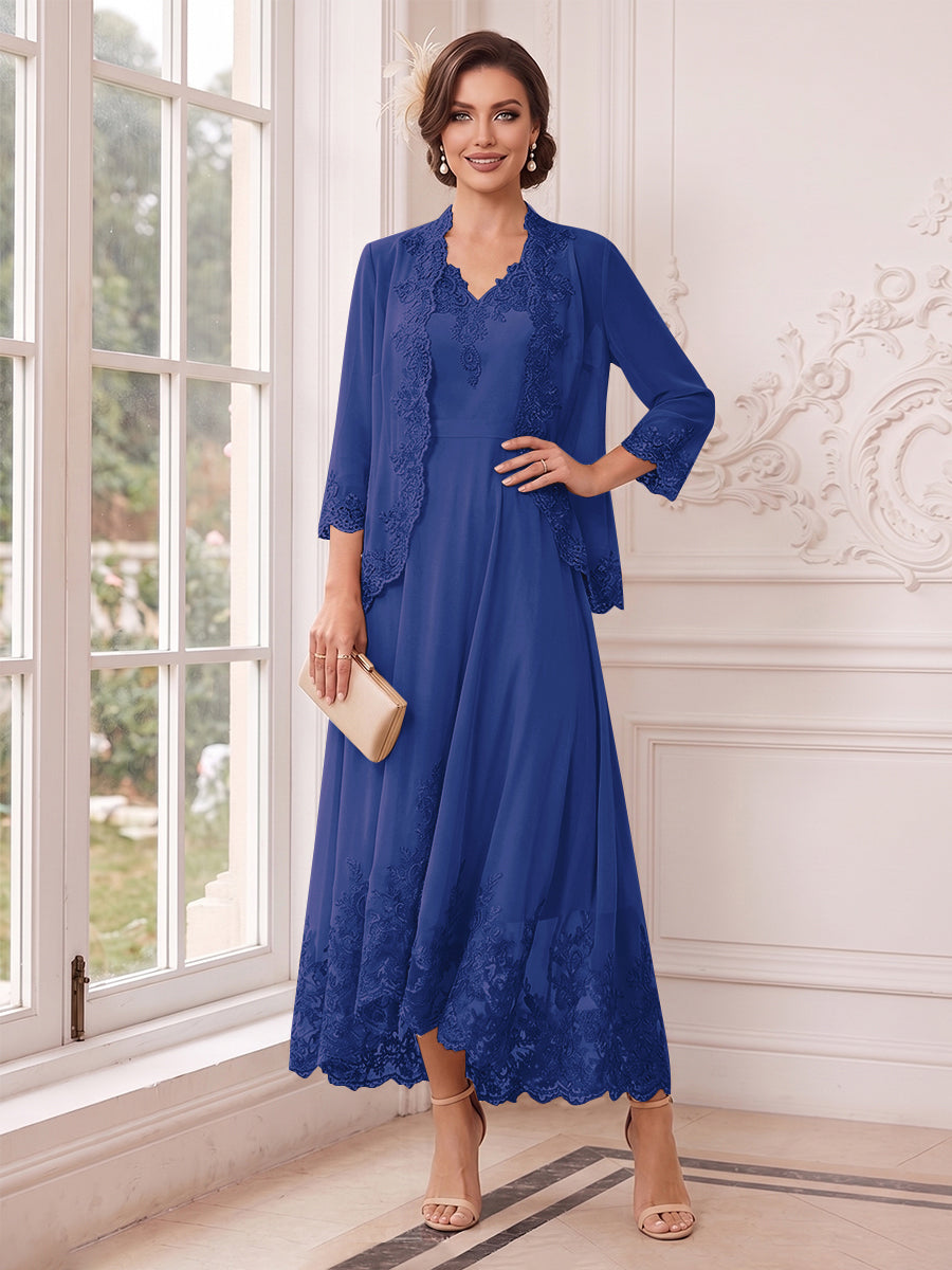 Valentina Wren Royal Blue front view mother of the bride dress