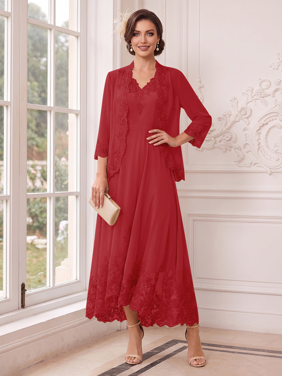 Valentina Wren Dusty Rose front view mother of the bride dress
