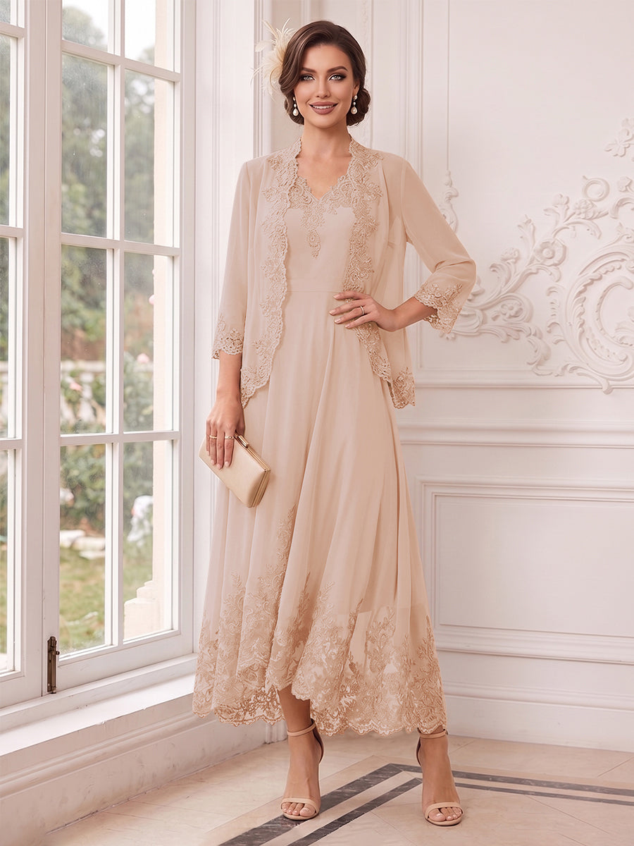 Valentina Wren Dusty Rose back view mother of the bride dress