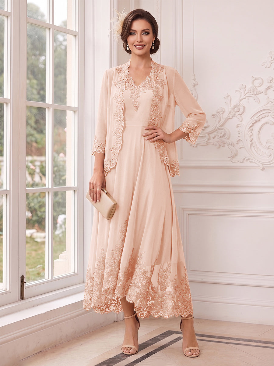 Valentina Wren Dusty Rose side view mother of the bride dress