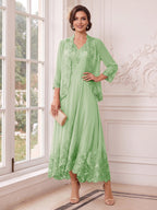 Valentina Wren Sage Green back view mother of the bride dress