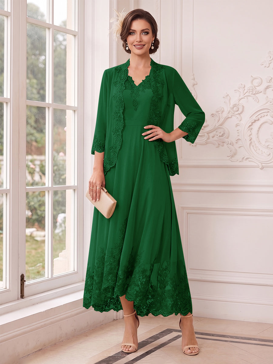 Valentina Wren Emerald front view mother of the bride dress
