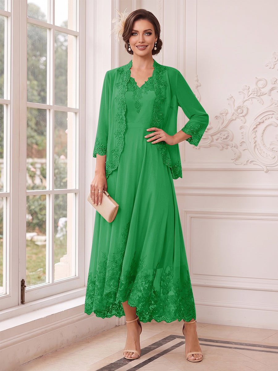 Valentina Wren Forest Green front view mother of the bride dress