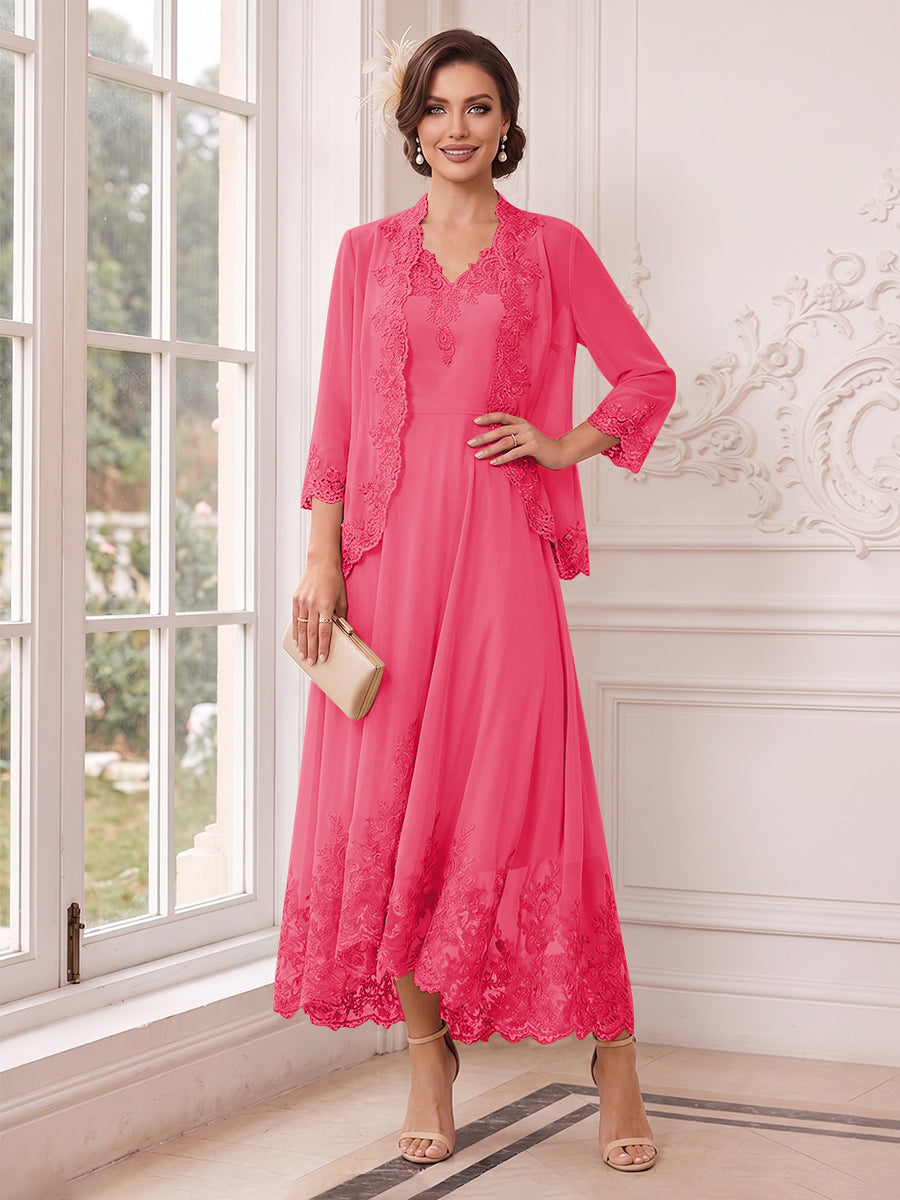 Valentina Wren Hot Pink front view mother of the bride dress