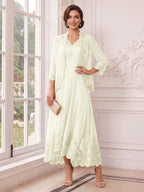 Valentina Wren Ivory front view mother of the bride dress