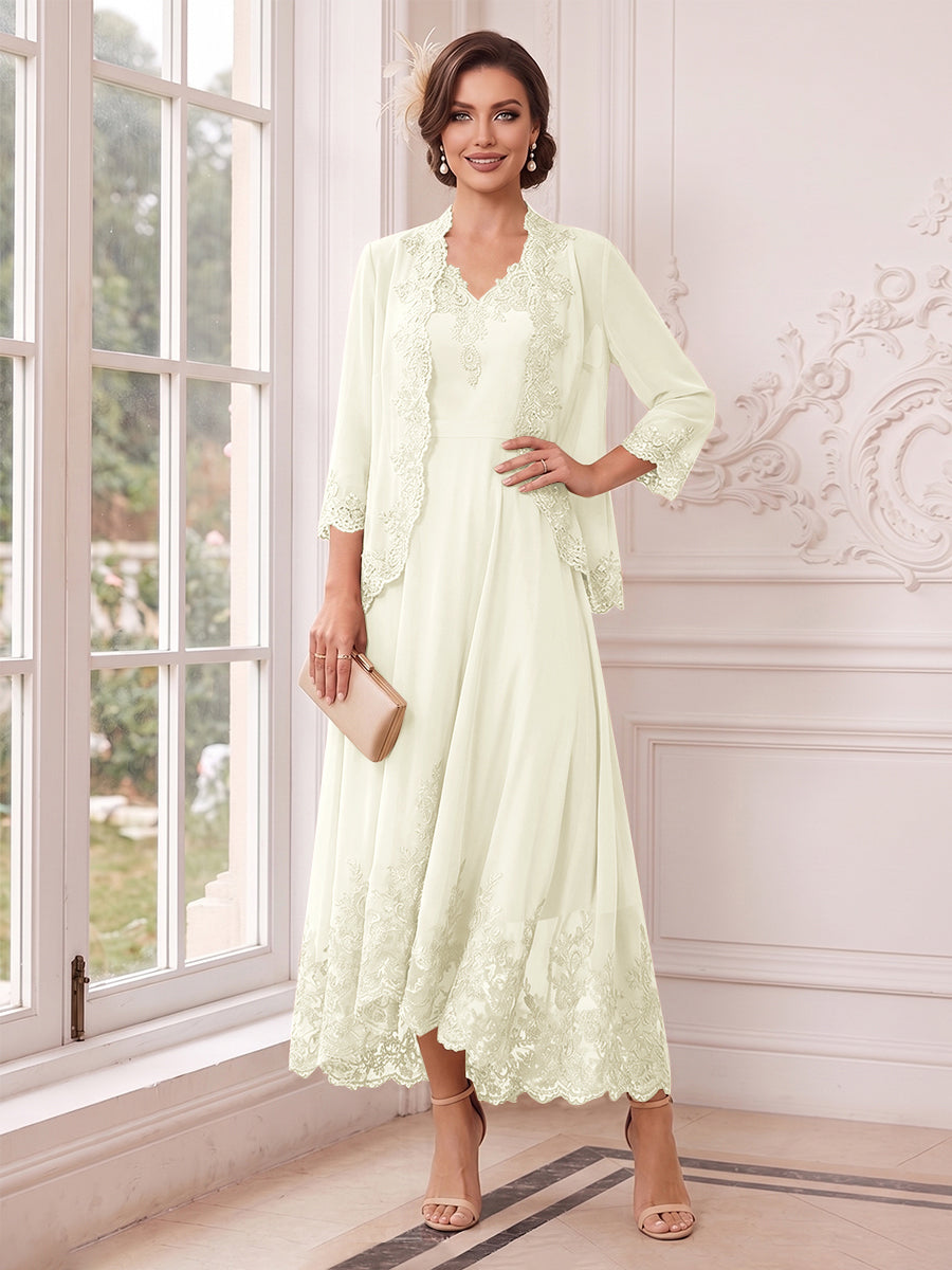 Valentina Wren Ivory front view mother of the bride dress