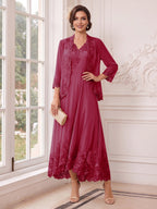 Valentina Wren Burgundy bodice detail mother of the bride dress