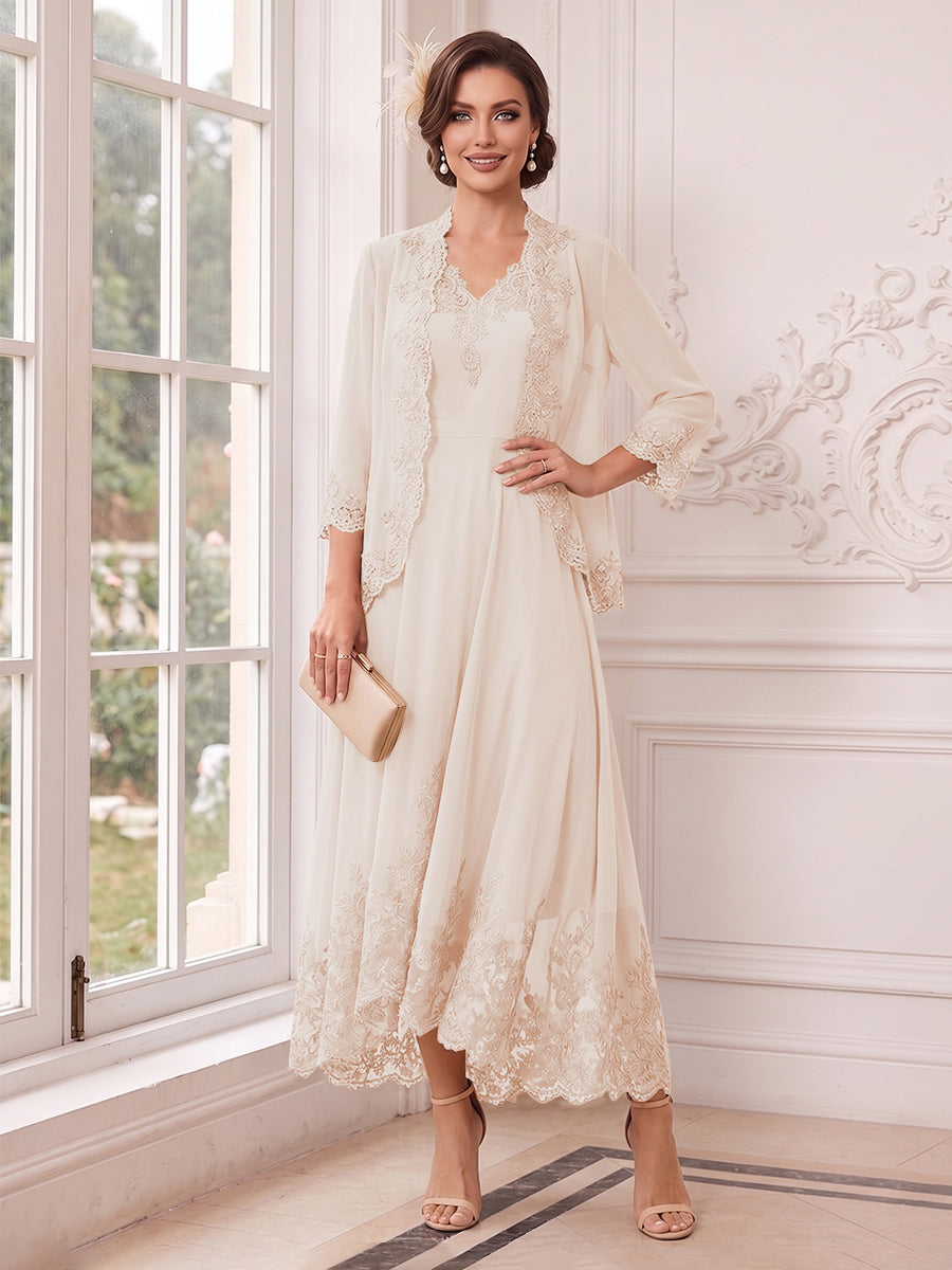 Valentina Wren Pearl Pink front view mother of the bride dress