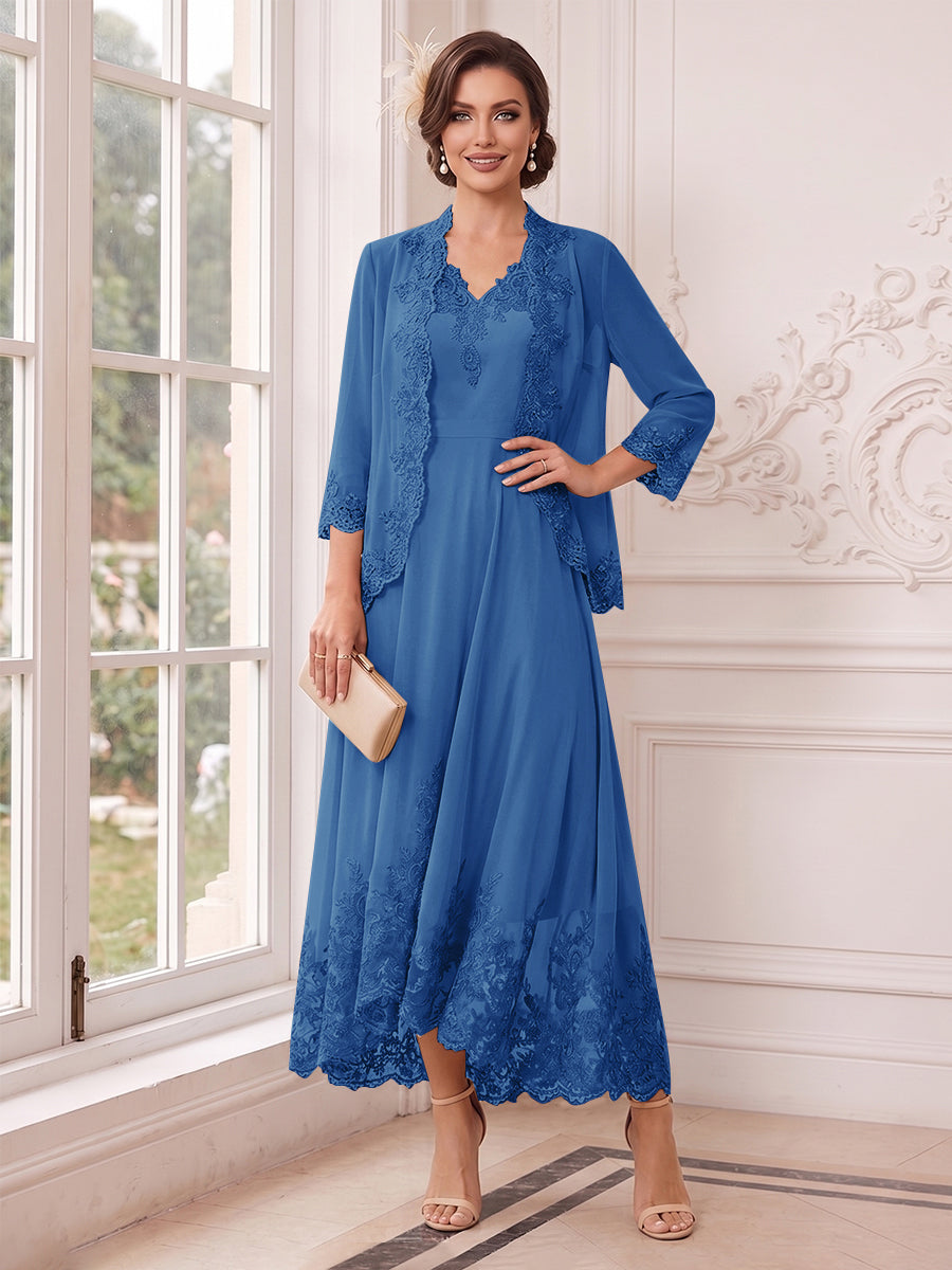 Valentina Wren Royal Blue back view mother of the bride dress