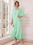 Valentina Wren Mint Green front view mother of the bride dress