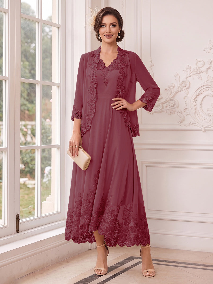 Valentina Wren Plum front view mother of the bride dress