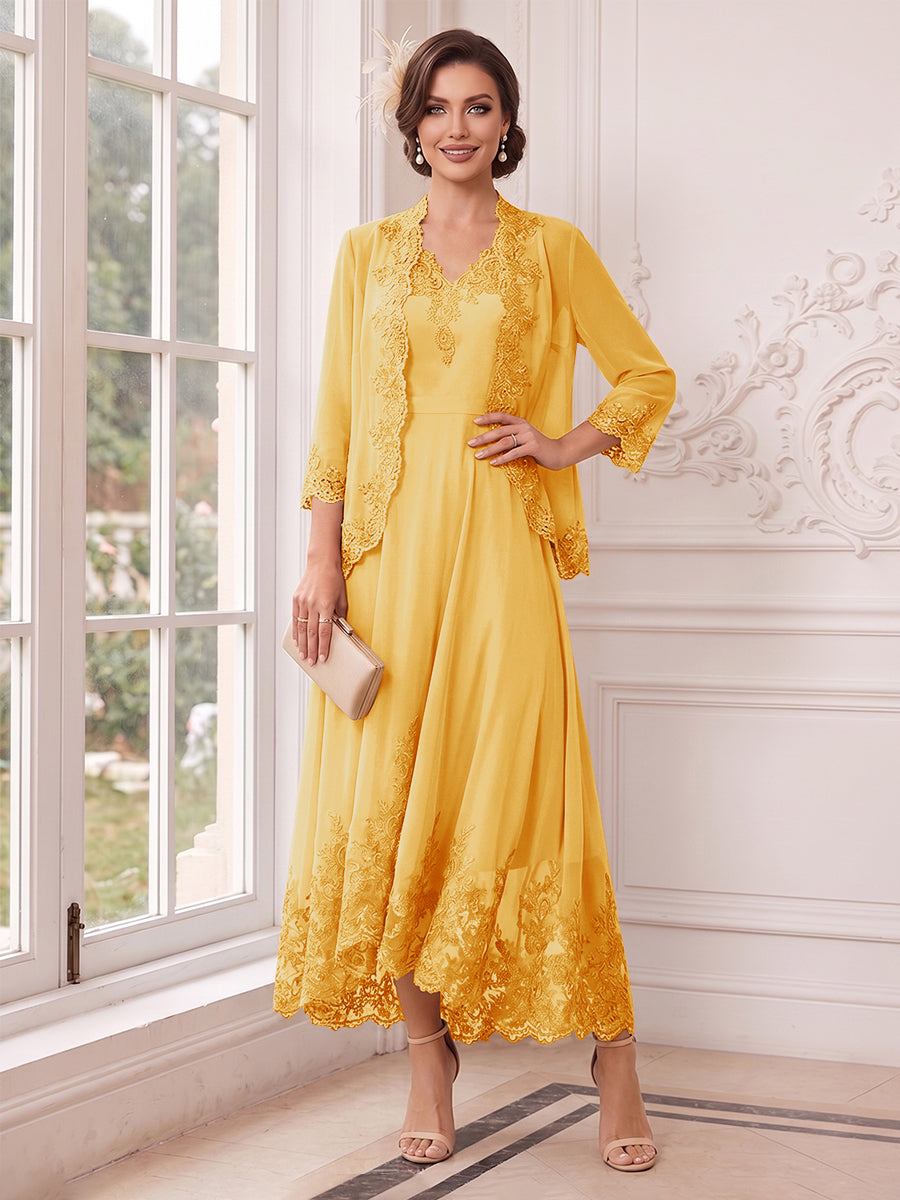 Valentina Wren Gold back view mother of the bride dress