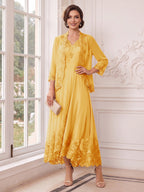 Valentina Wren Gold back view mother of the bride dress