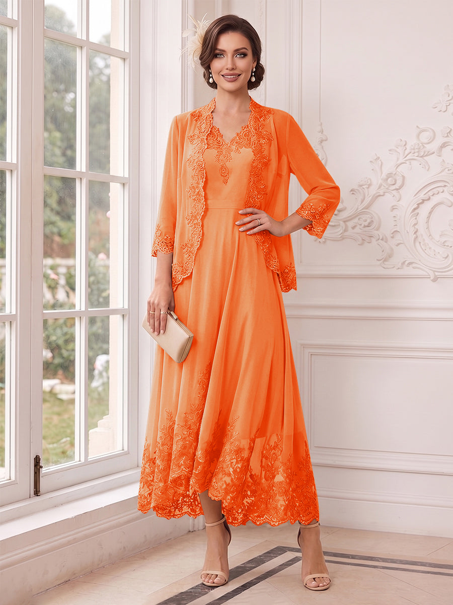 Valentina Wren Orange front view mother of the bride dress