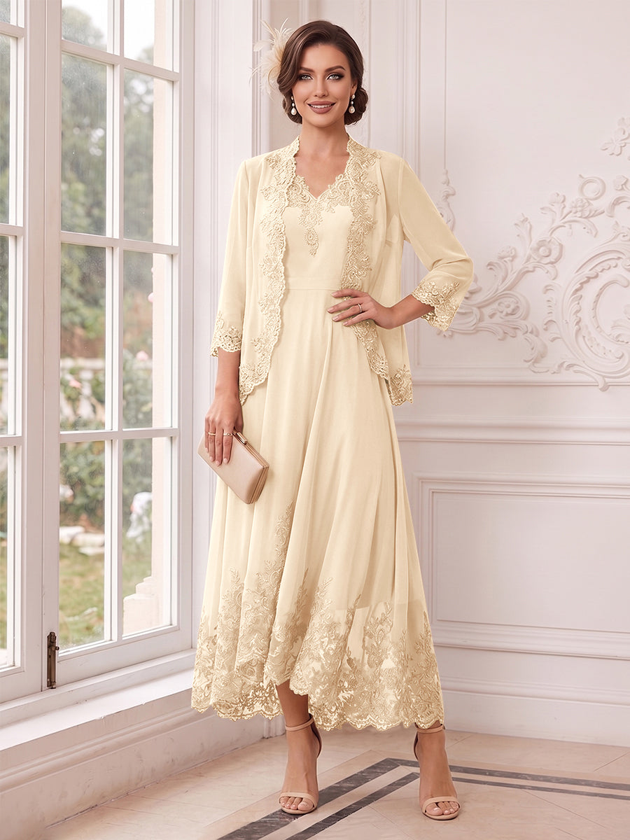 Valentina Wren Peach front view mother of the bride dress