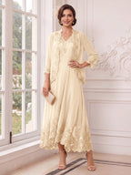Valentina Wren Peach front view mother of the bride dress