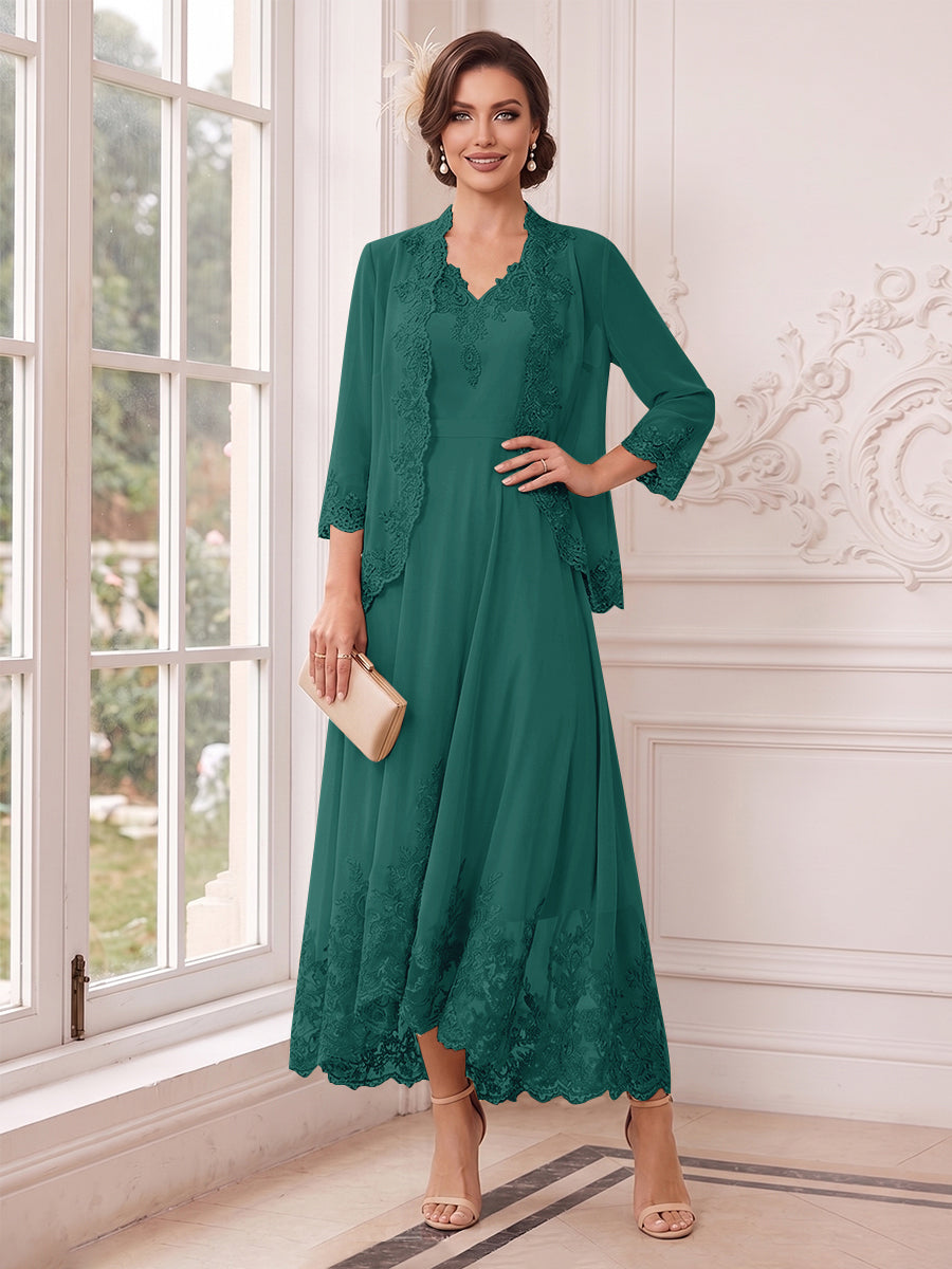 Valentina Wren Peacock front view mother of the bride dress