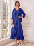 Valentina Wren Royal Blue side view mother of the bride dress