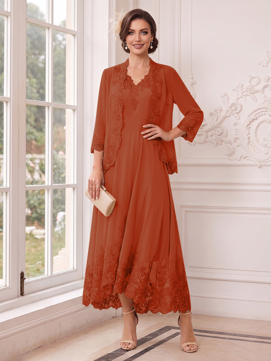 Valentina Wren Rust front view mother of the bride dress