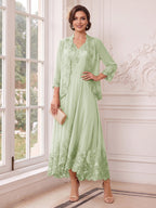 Valentina Wren Sage Green front view mother of the bride dress