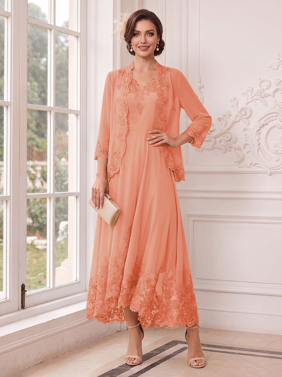 Valentina Wren Coral back view mother of the bride dress