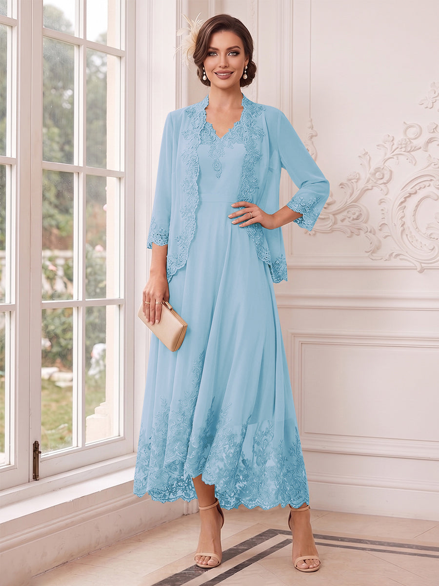 Valentina Wren Sky Blue side view mother of the bride dress