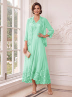 Valentina Wren Pool Blue back view mother of the bride dress