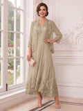 Valentina Wren Taupe front view mother of the bride dress