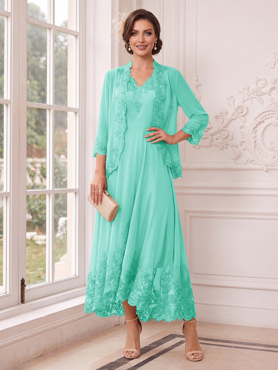 Valentina Wren Turquoise back view mother of the bride dress