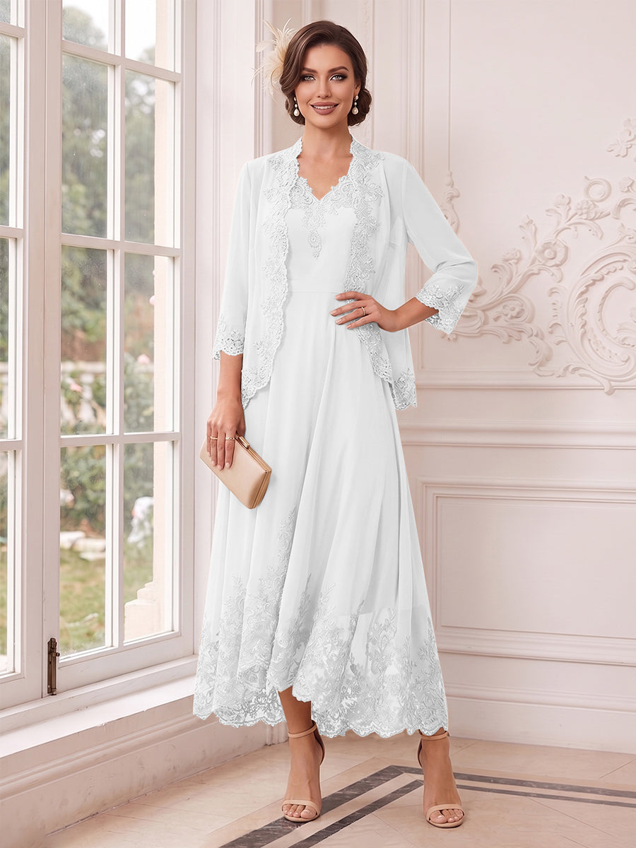 Valentina Wren White front view mother of the bride dress