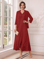 Valentina Wren Burgundy back view mother of the bride dress